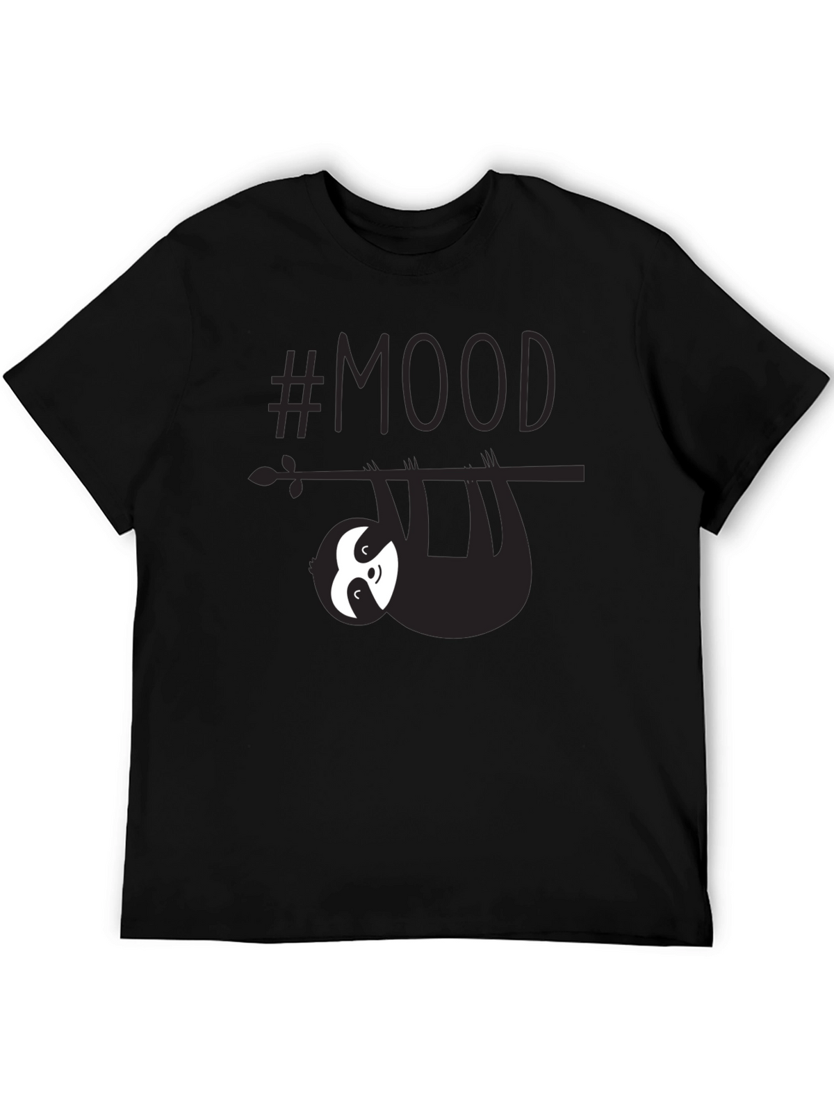 Lazy Sloth #Mood Mens Graphic Tee - Black