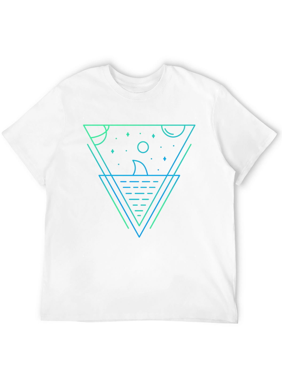 Geometric Shark Graphic Tee - Black Cotton Blend