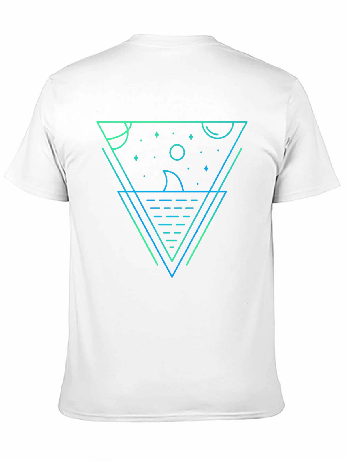 Geometric Shark Graphic Tee - Black Cotton Blend
