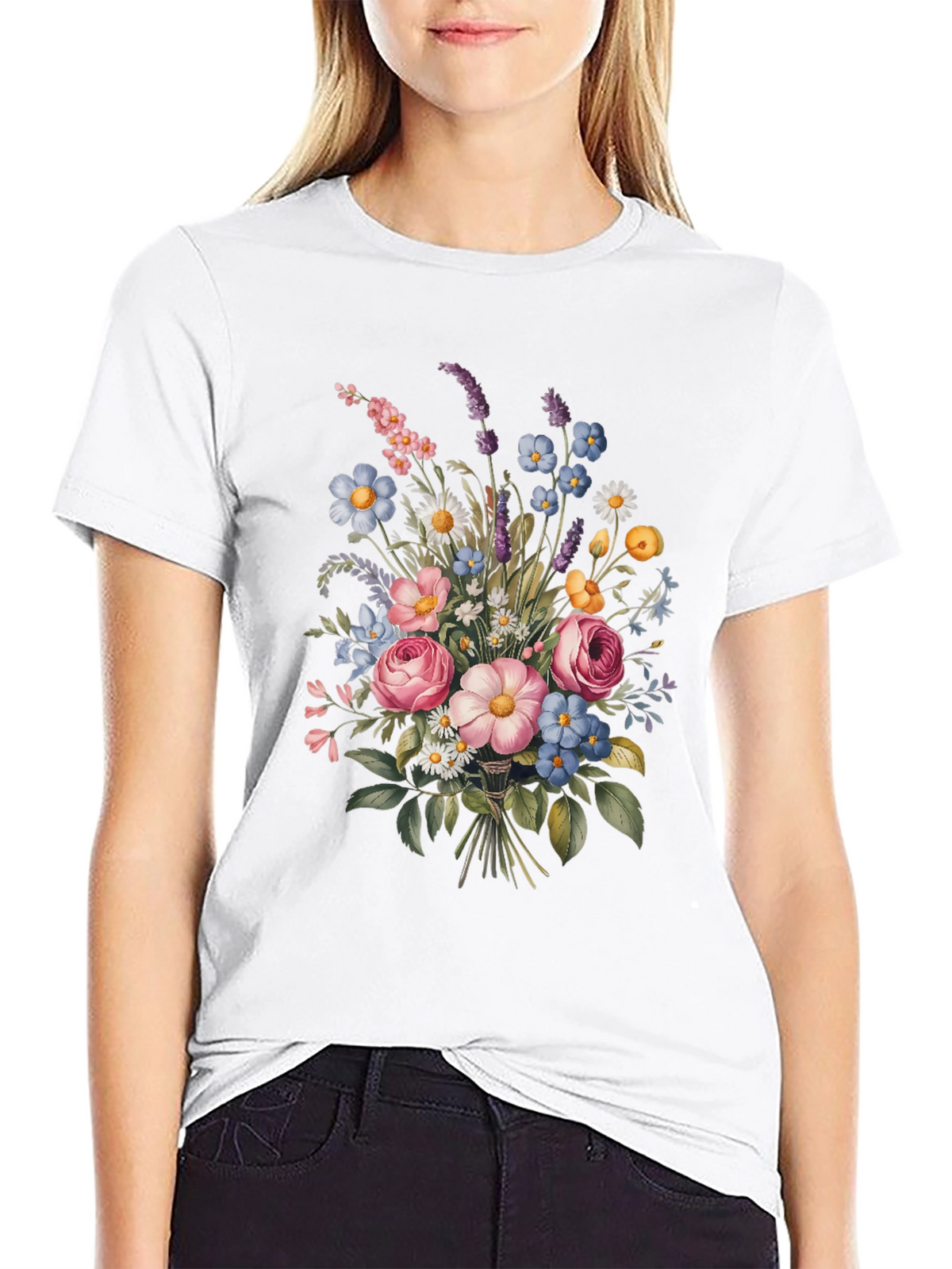 Floral Bouquet Black T-Shirt