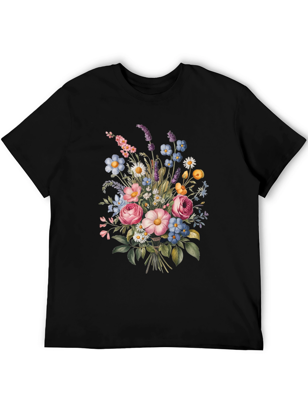 Floral Bouquet Black T-Shirt