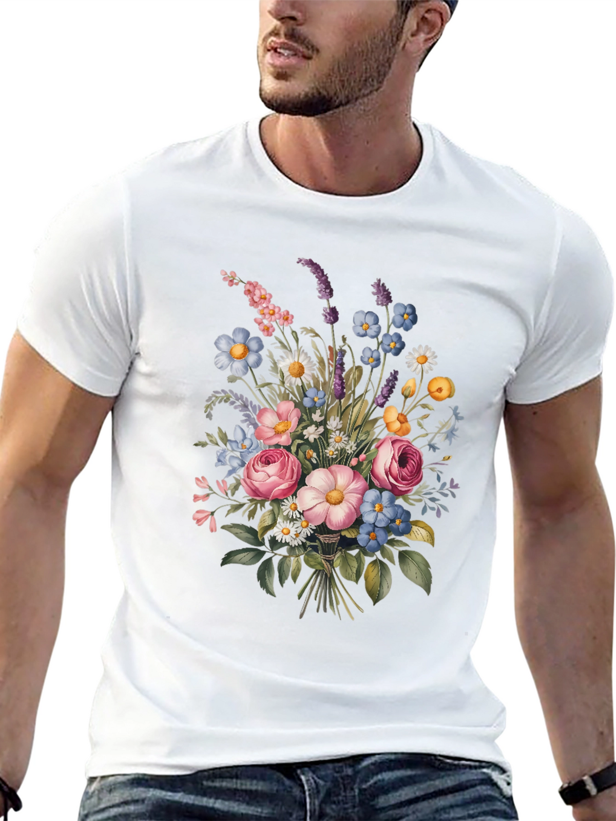Floral Bouquet Black T-Shirt