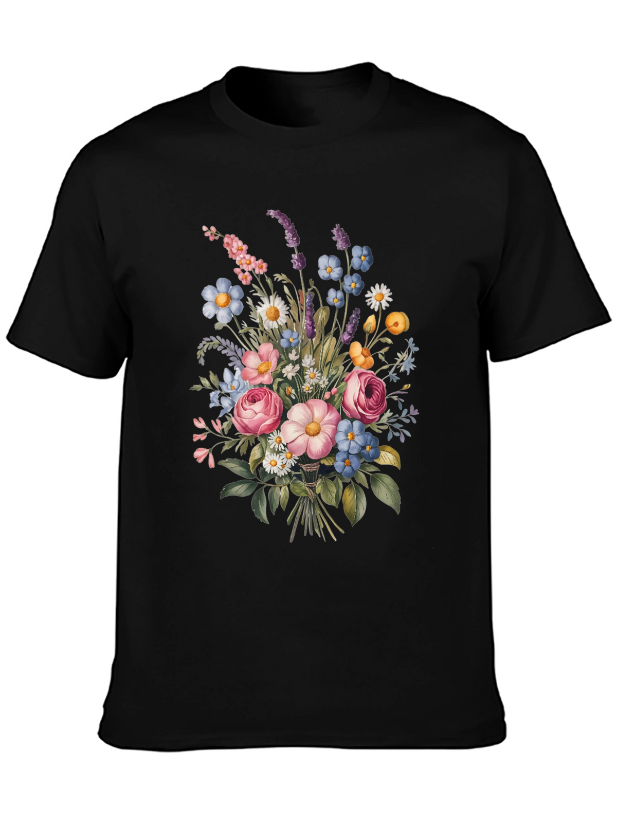 Floral Bouquet Black T-Shirt