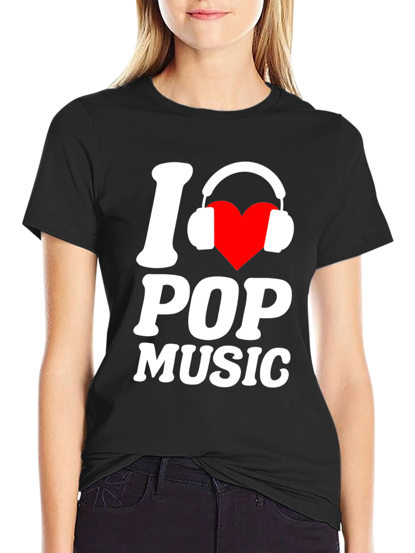 I Love Pop Music Black T-Shirt