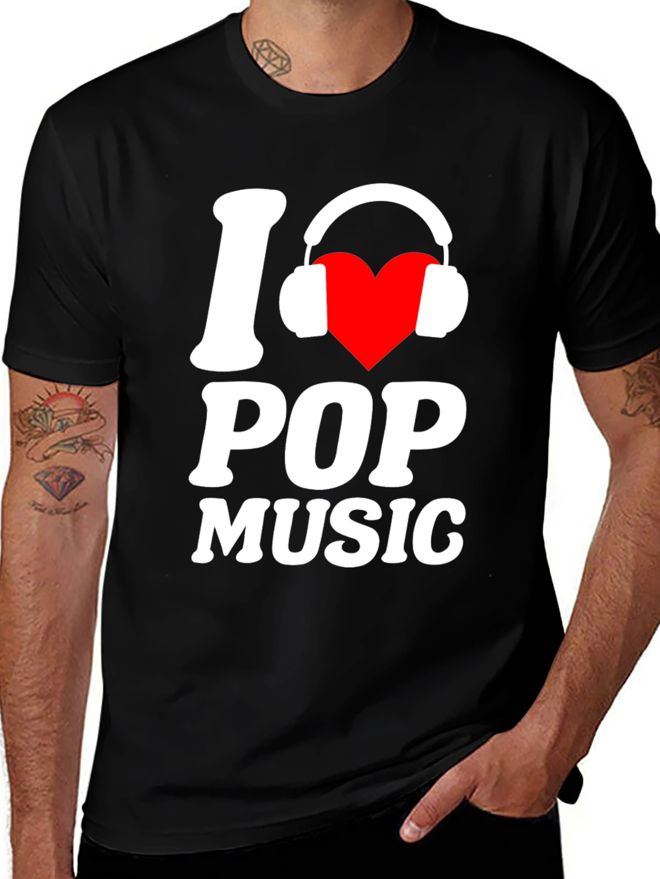 I Love Pop Music Black T-Shirt