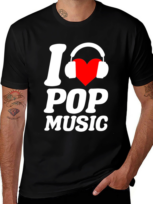 I Love Pop Music Black T-Shirt