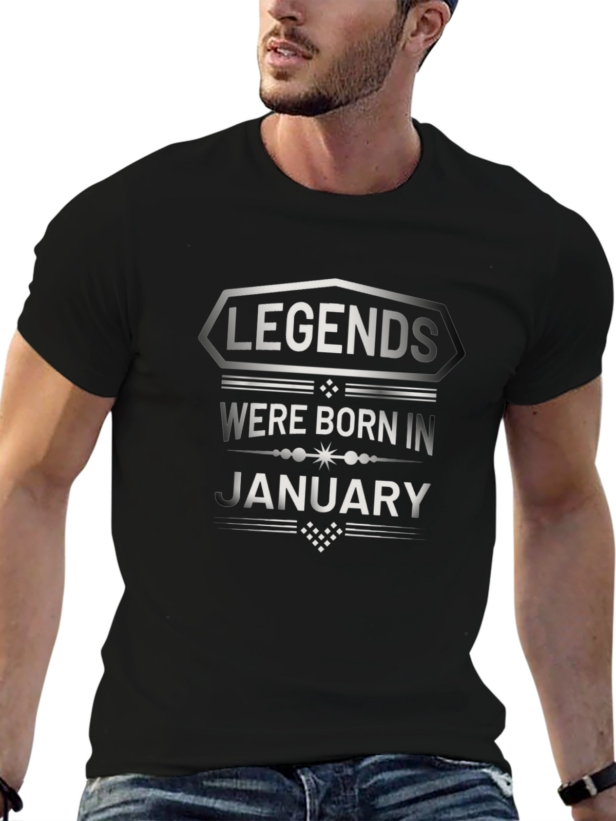 Legends Born in January Graphic Tee - Black