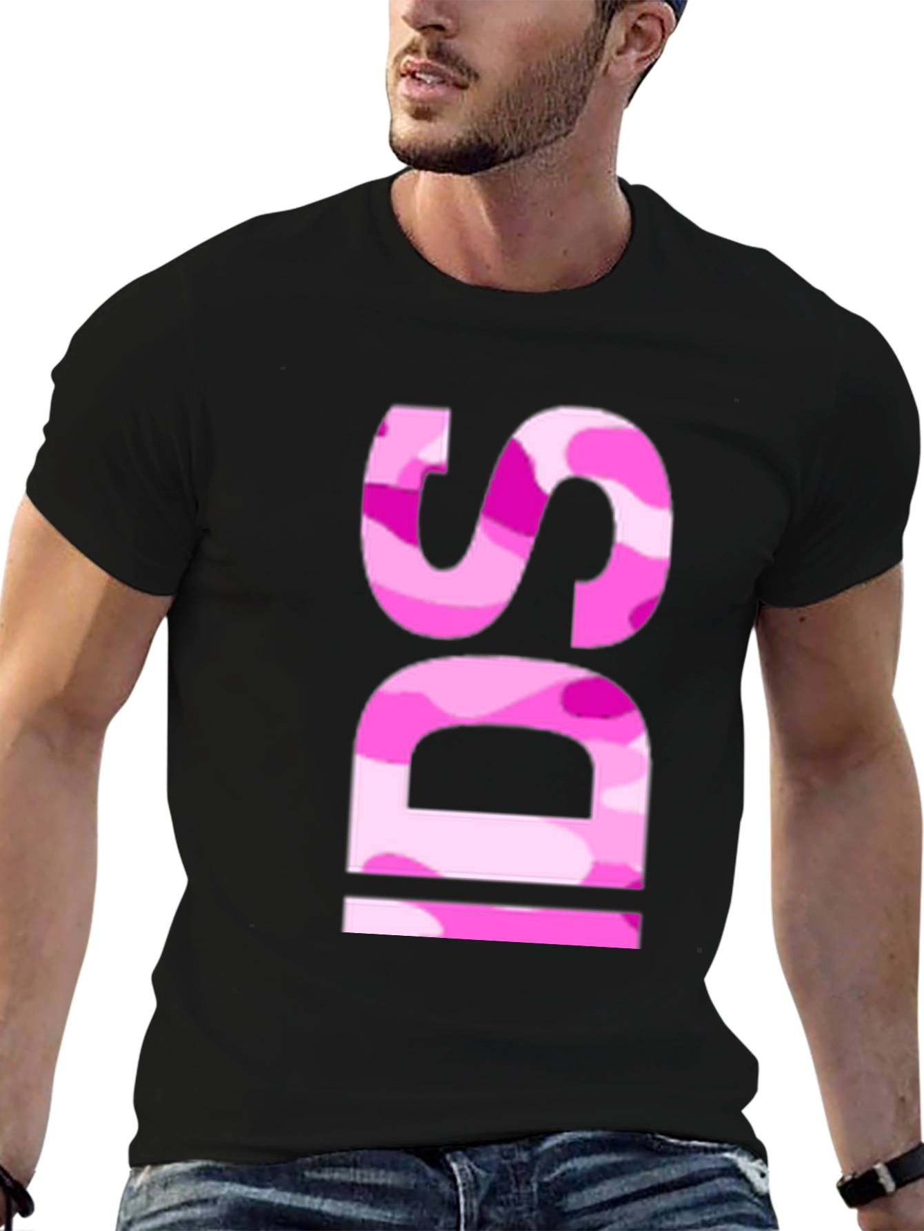 Pink Camo IDS Graphic Black T-Shirt