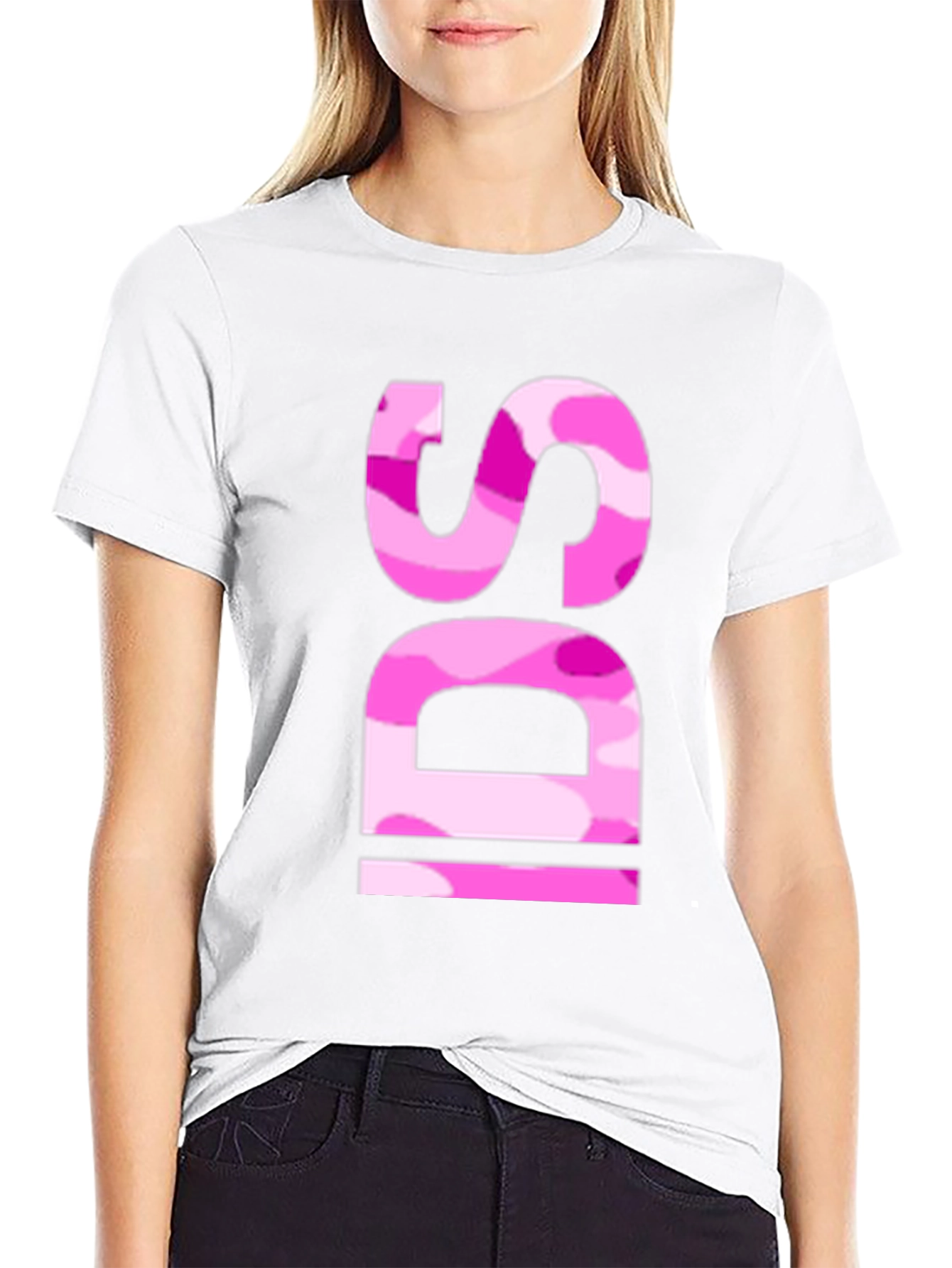 Pink Camo IDS Graphic Black T-Shirt