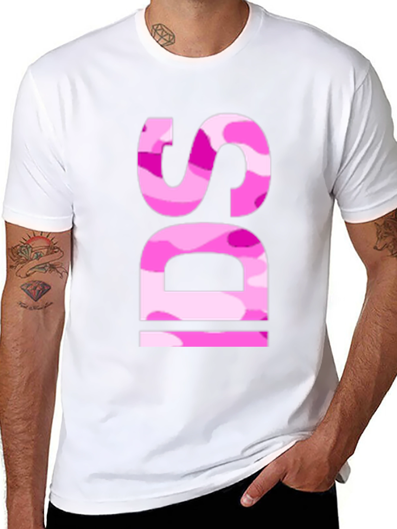 Pink Camo IDS Graphic Black T-Shirt