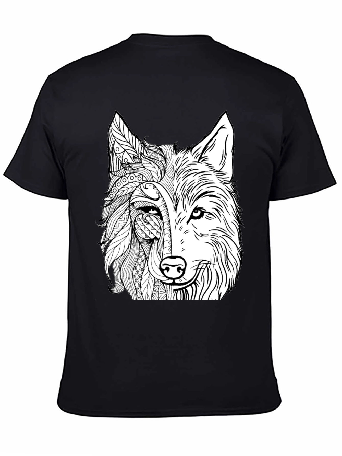 Wolf Graphic Print Black T-Shirt
