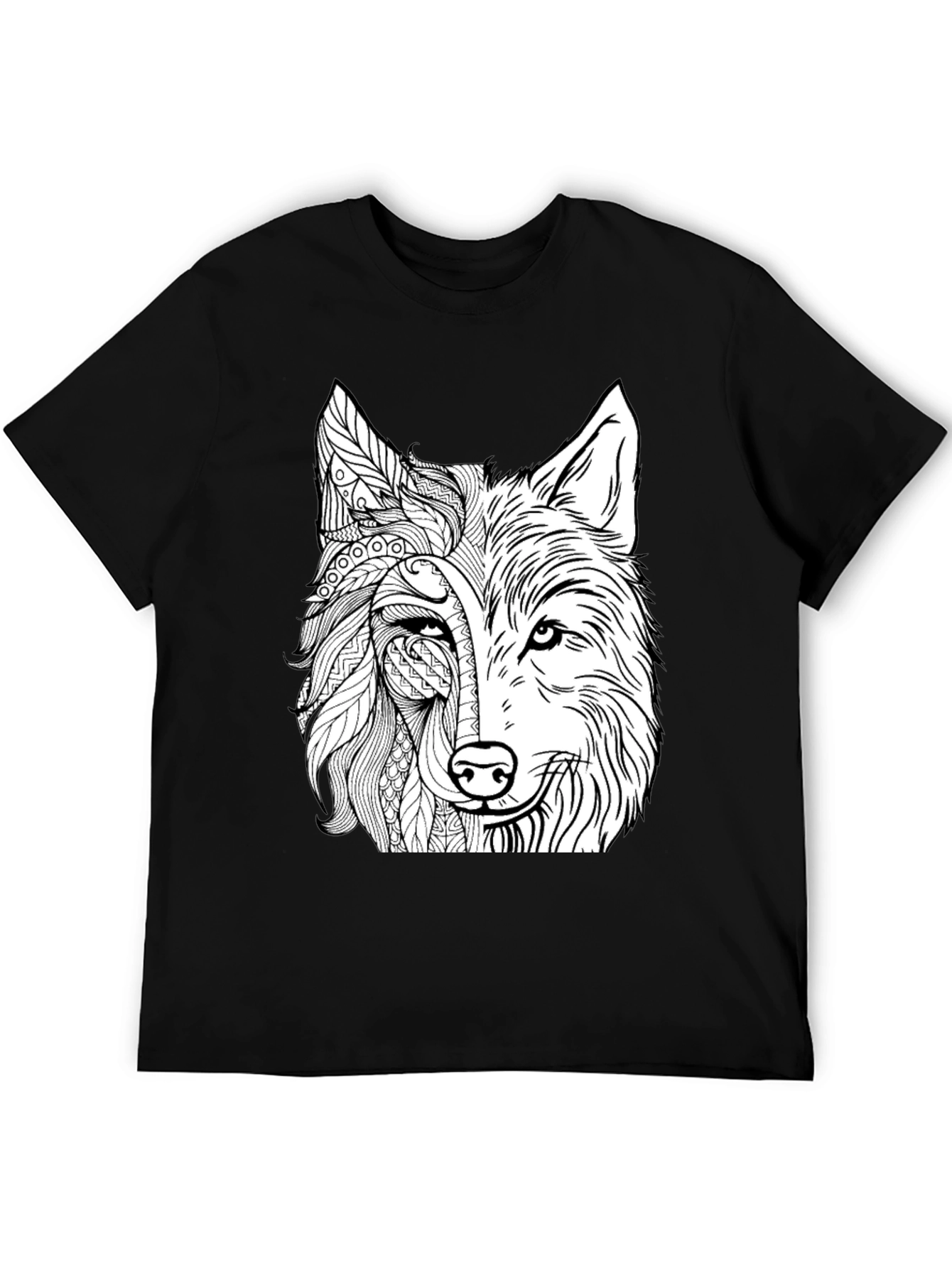 Wolf Graphic Print Black T-Shirt