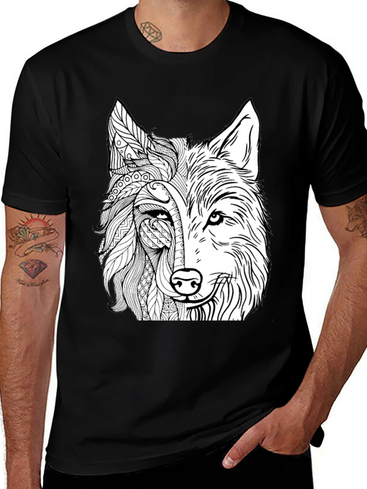 Wolf Graphic Print Black T-Shirt