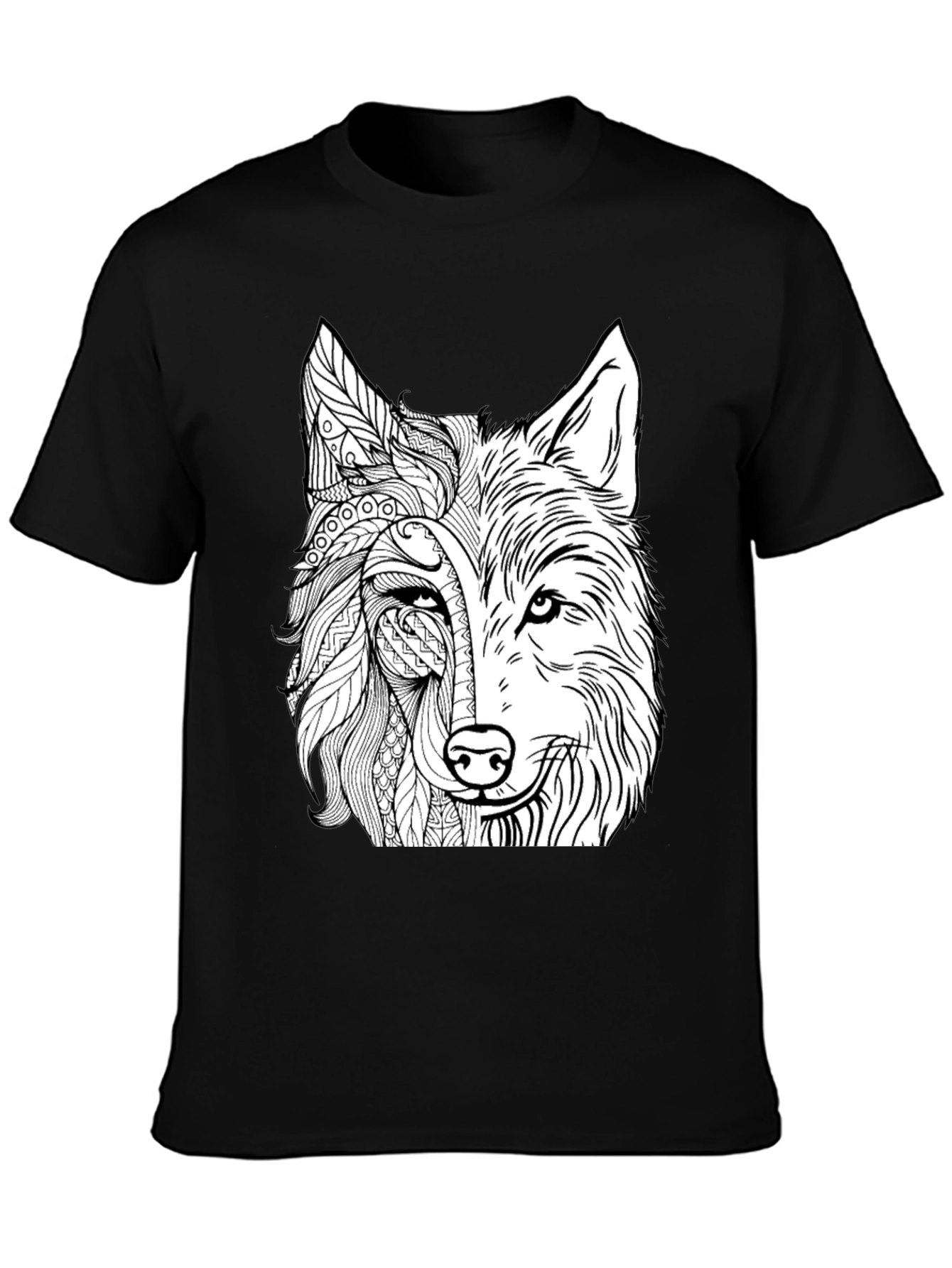 Wolf Graphic Print Black T-Shirt