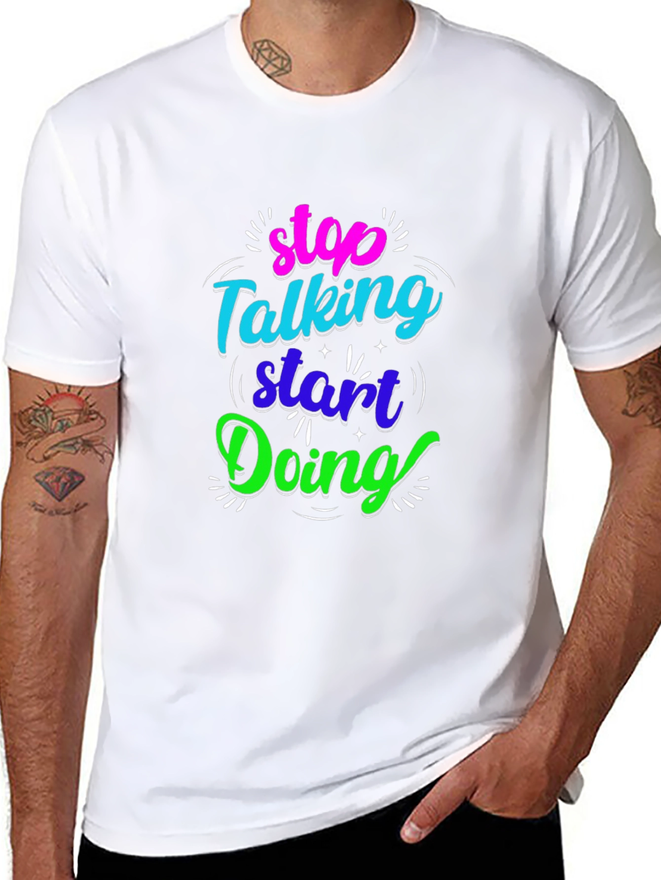 Stop Talking Start Doing Black Graphic Tee