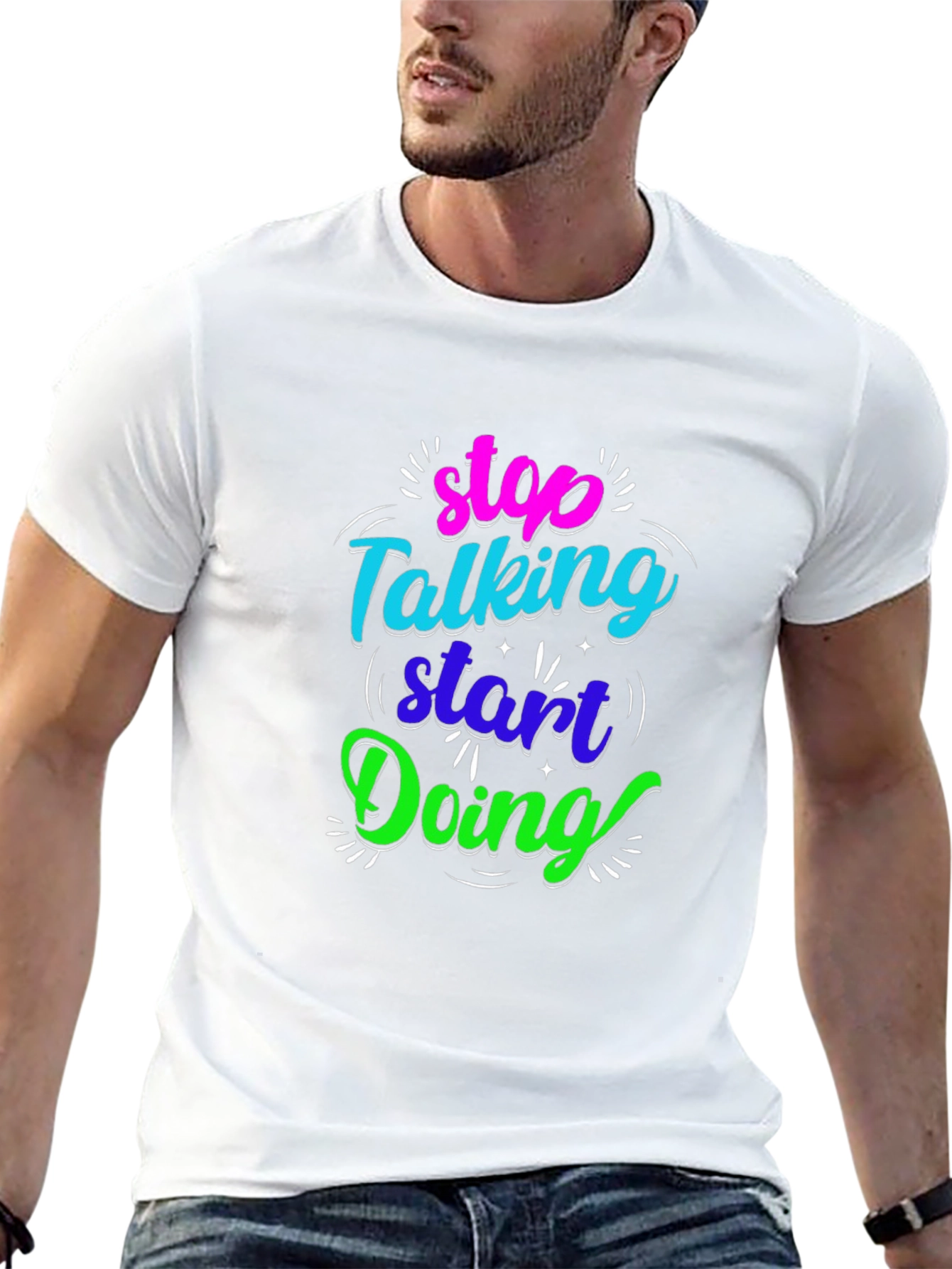 Stop Talking Start Doing Black Graphic Tee