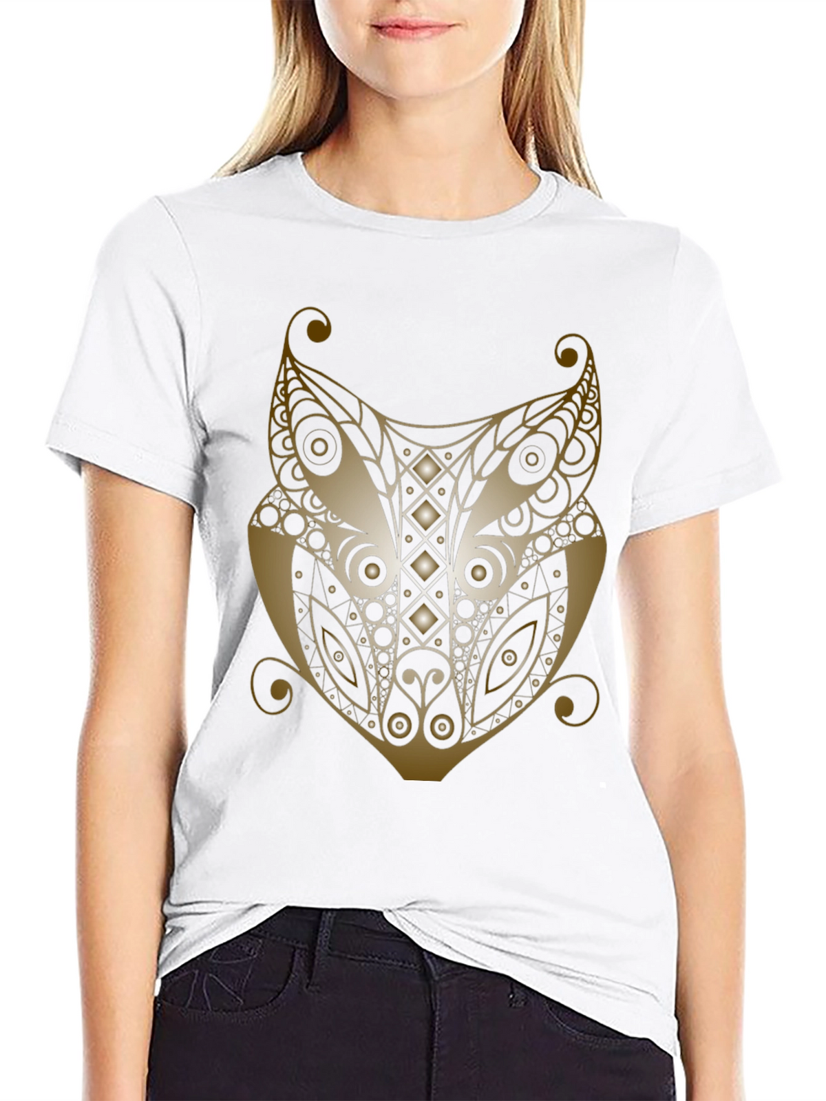 Fox Head Graphic Print Mens T-Shirt
