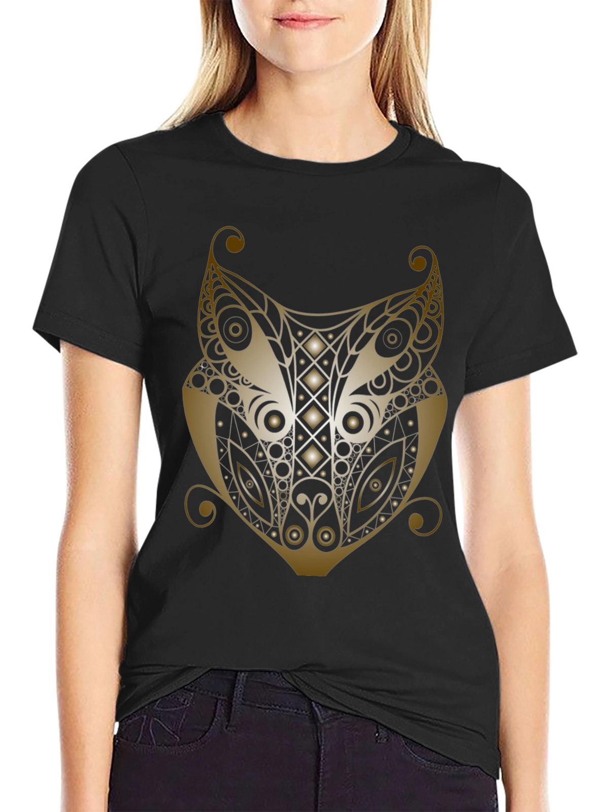 Fox Head Graphic Print Mens T-Shirt