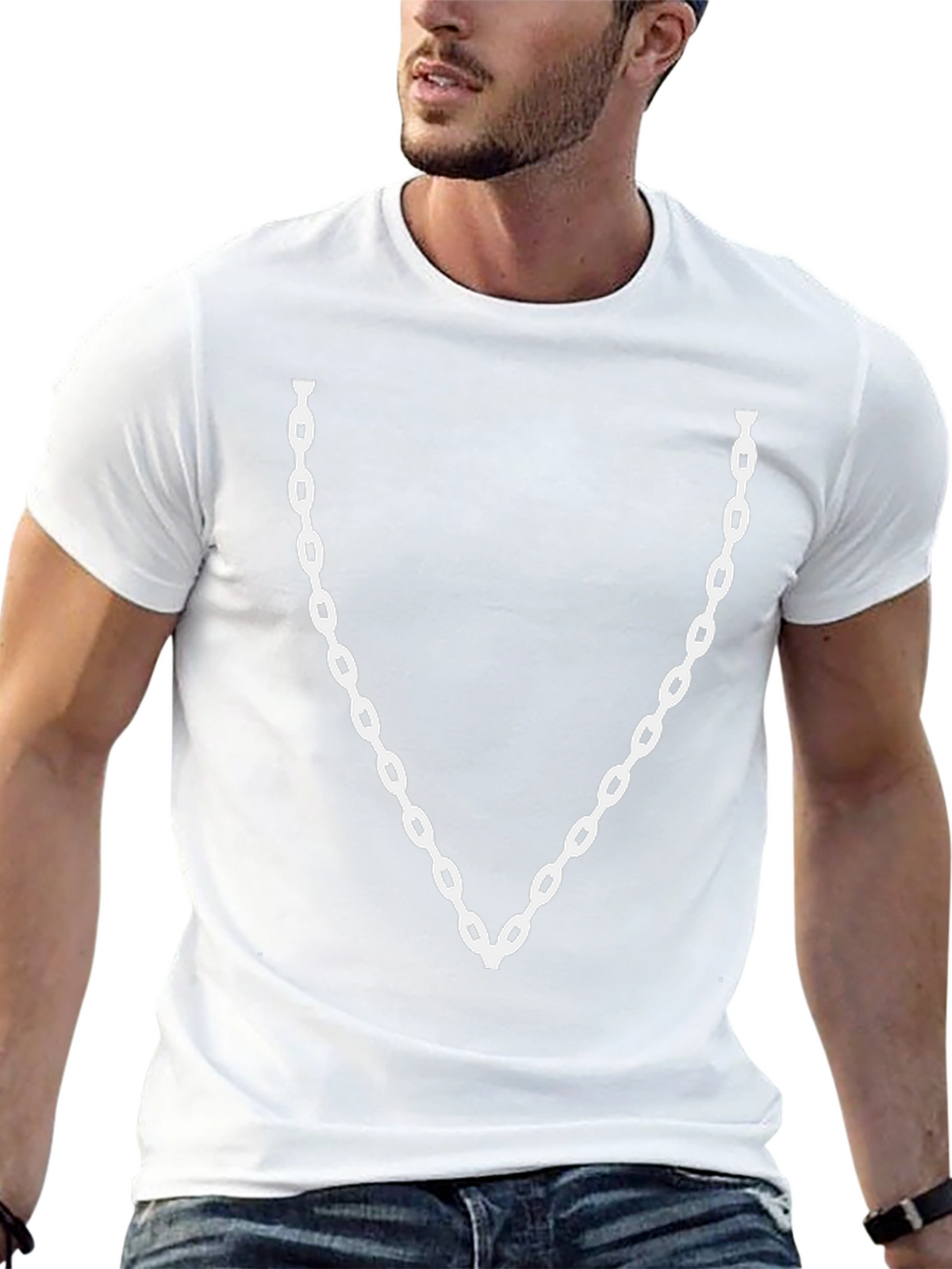 Chain Print Black T-Shirt