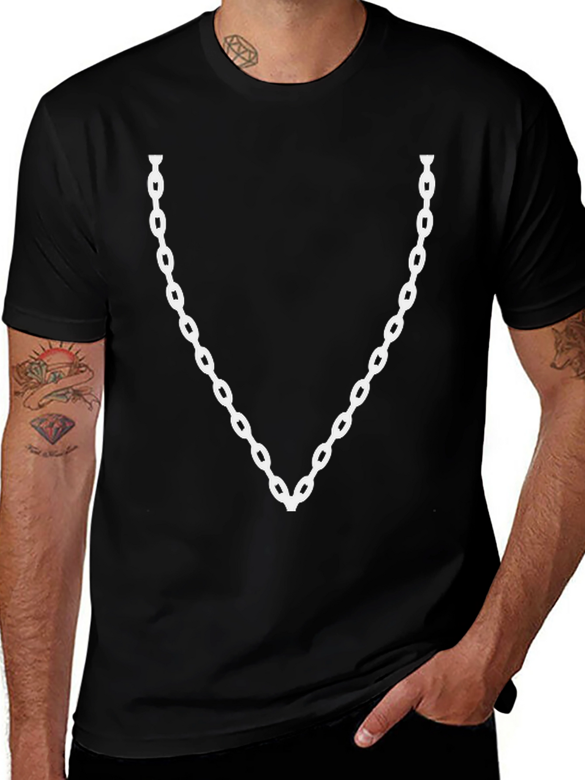 Chain Print Black T-Shirt
