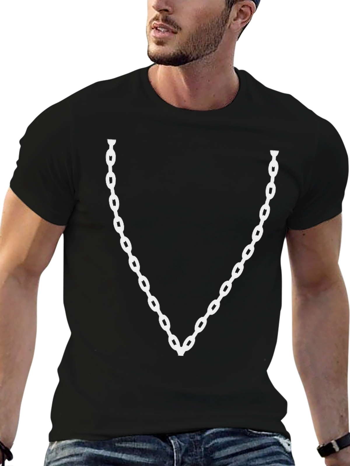 Chain Print Black T-Shirt