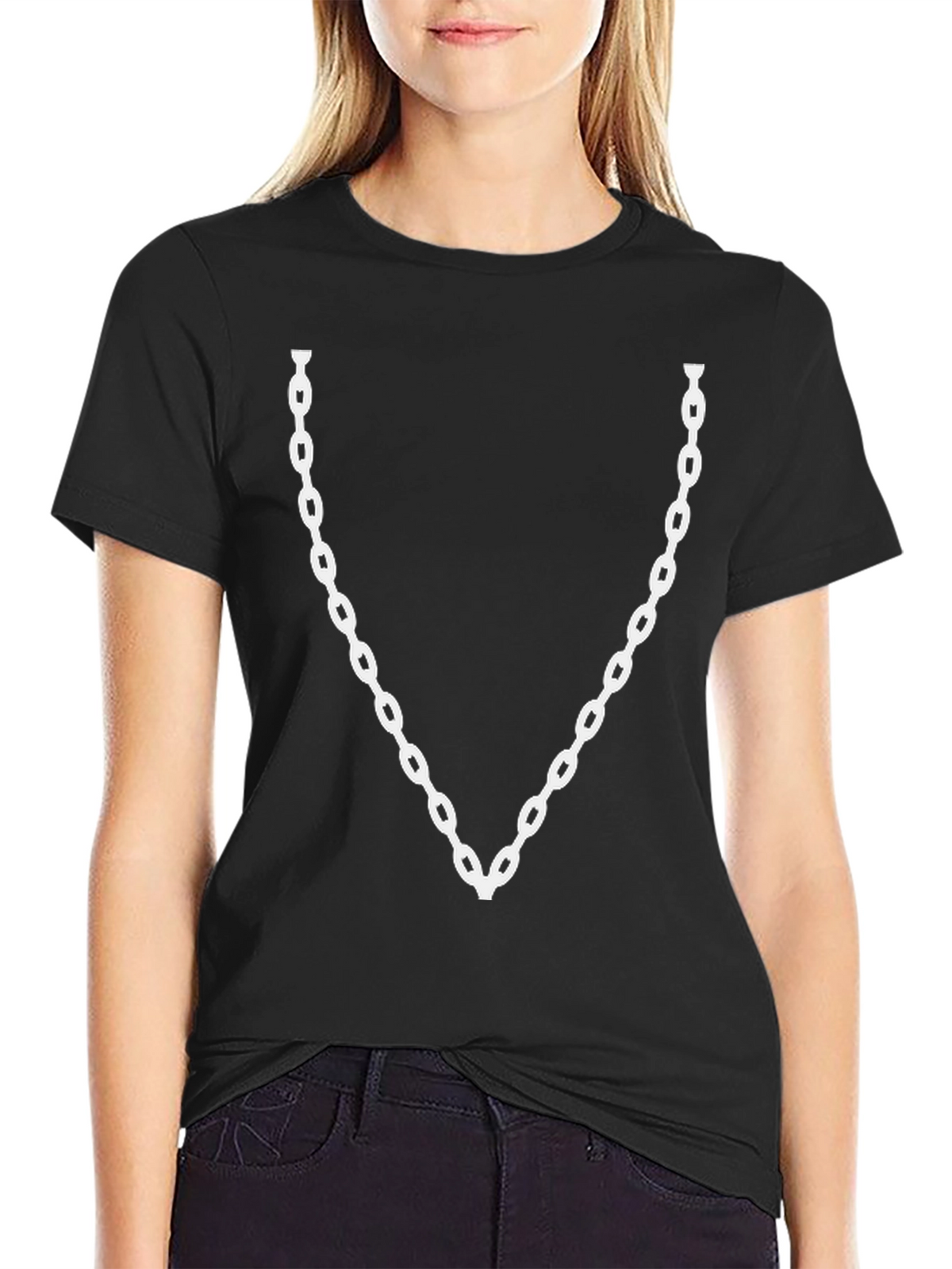 Chain Print Black T-Shirt