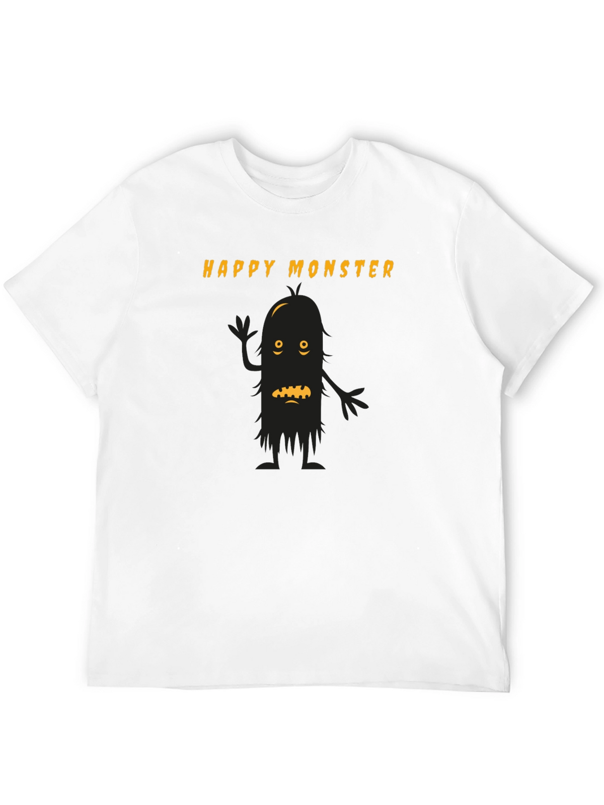 Happy Monster Graphic Tee - Black Cotton T-Shirt