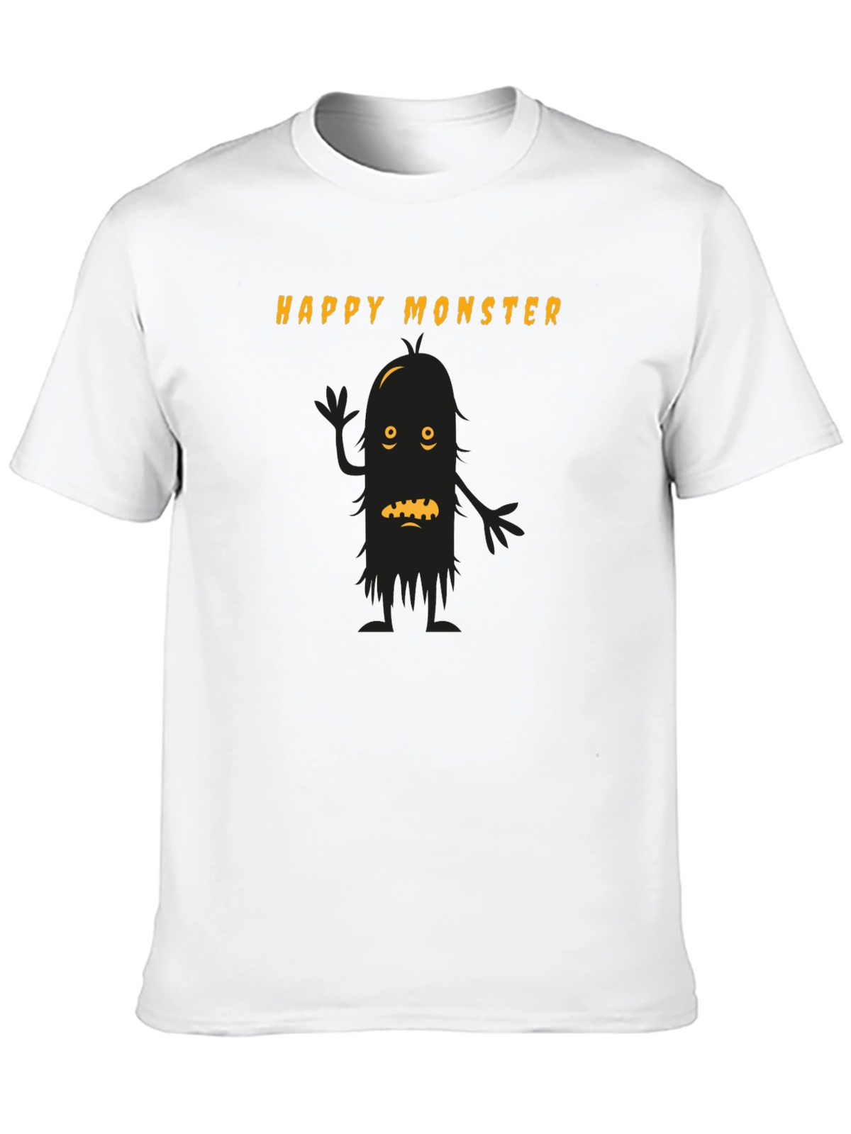 Happy Monster Graphic Tee - Black Cotton T-Shirt