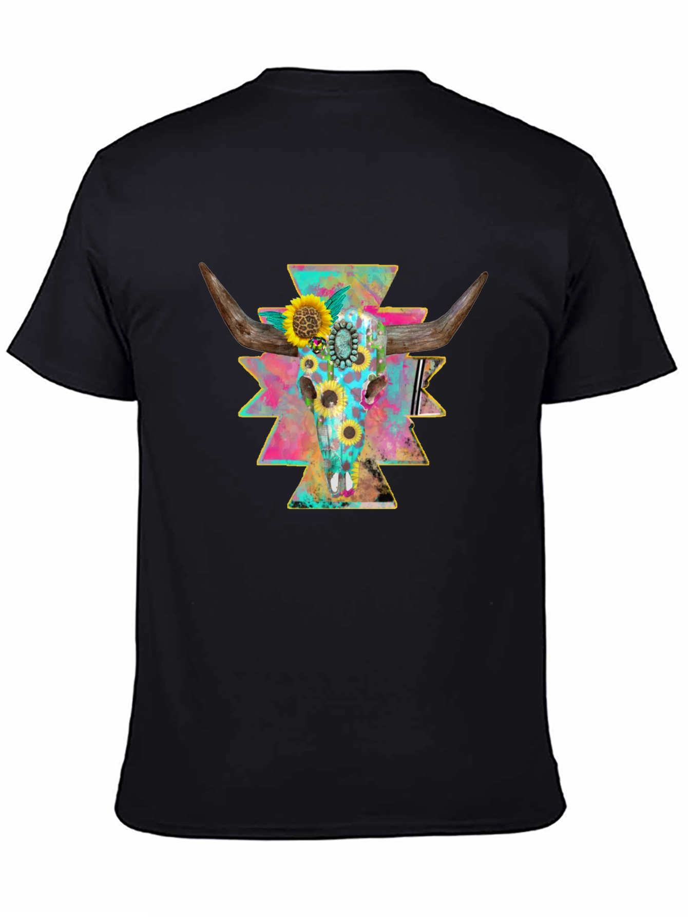 Skull & Sunflower Graphic Print Tee - Western Style