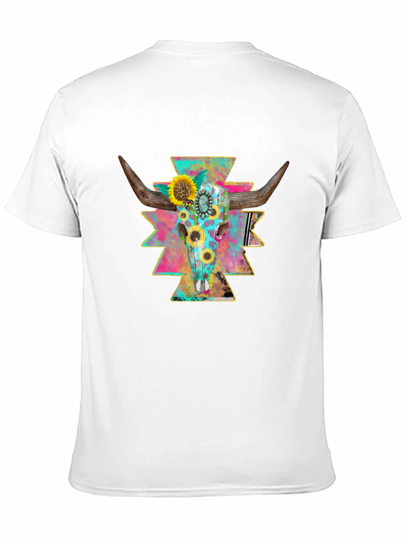Skull & Sunflower Graphic Print Tee - Western Style
