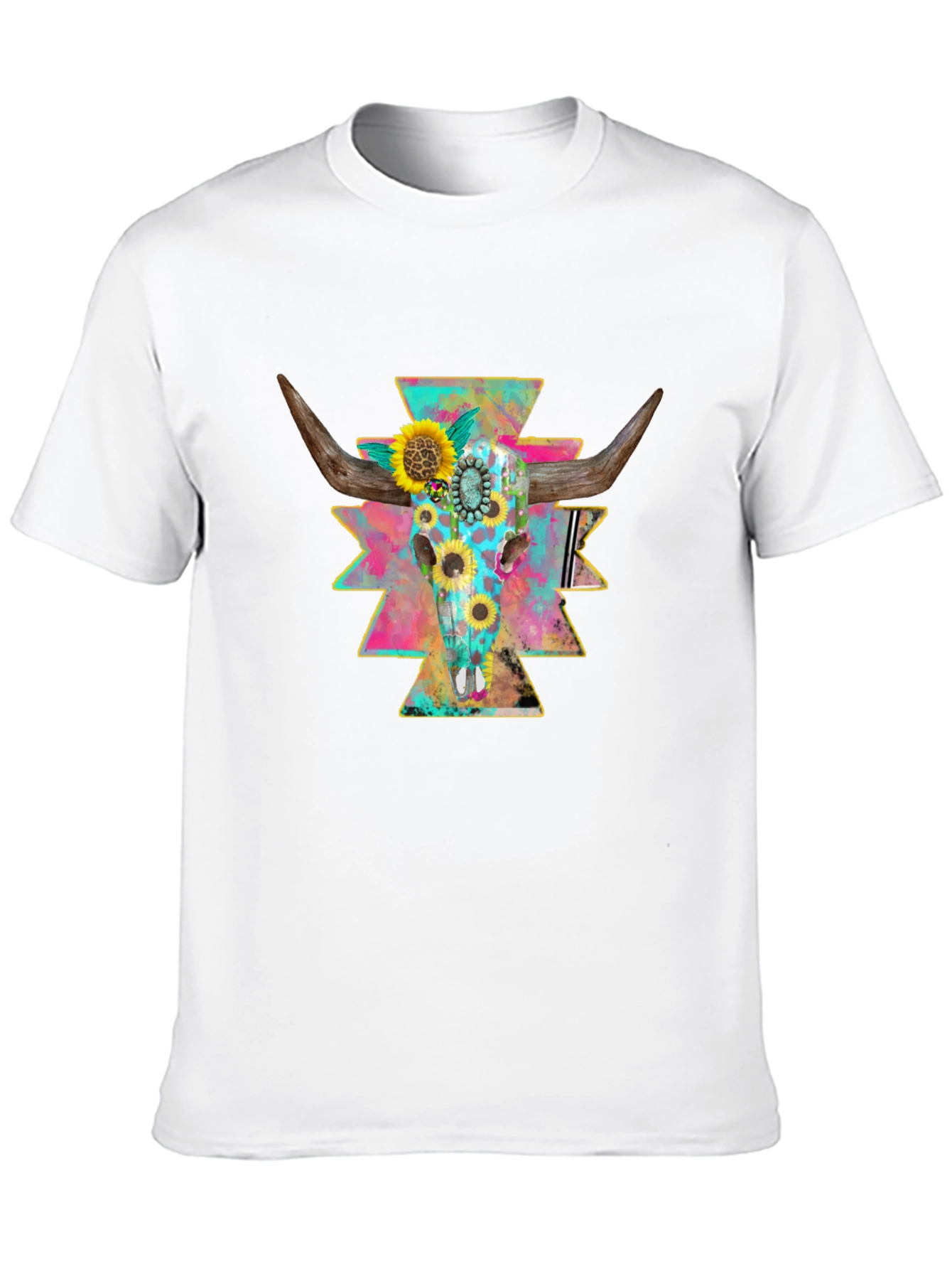 Skull & Sunflower Graphic Print Tee - Western Style