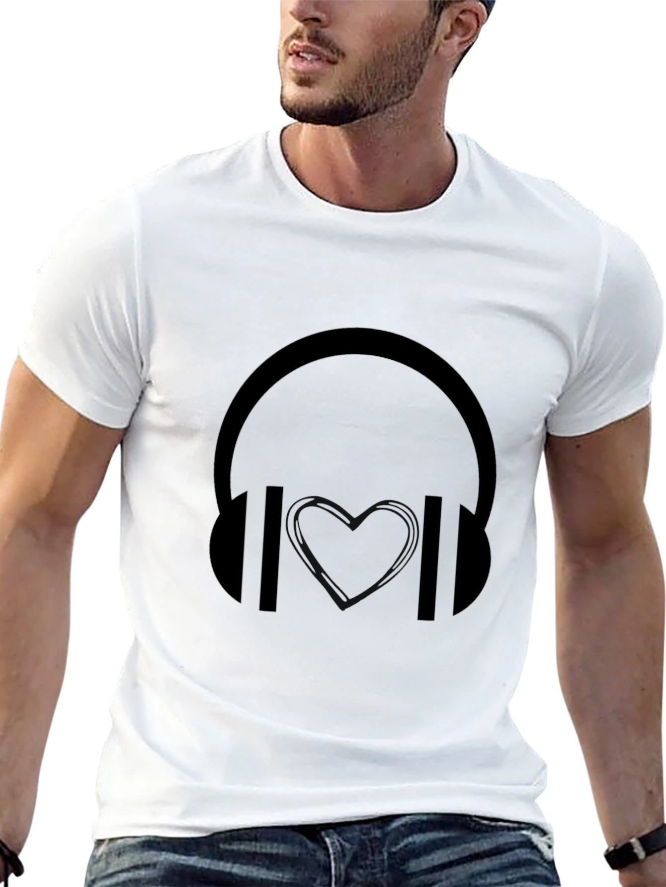 Black Headphone Graphic T-Shirt