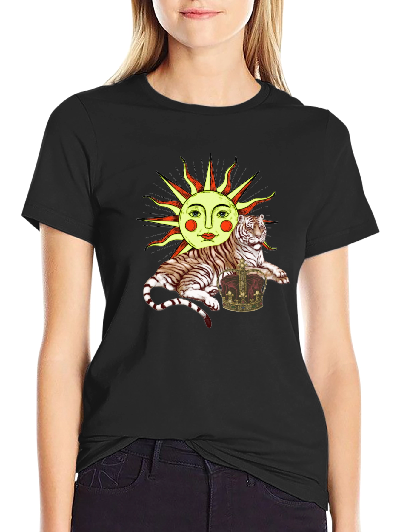 Sun Tiger Crown Graphic Tee - Unique Design
