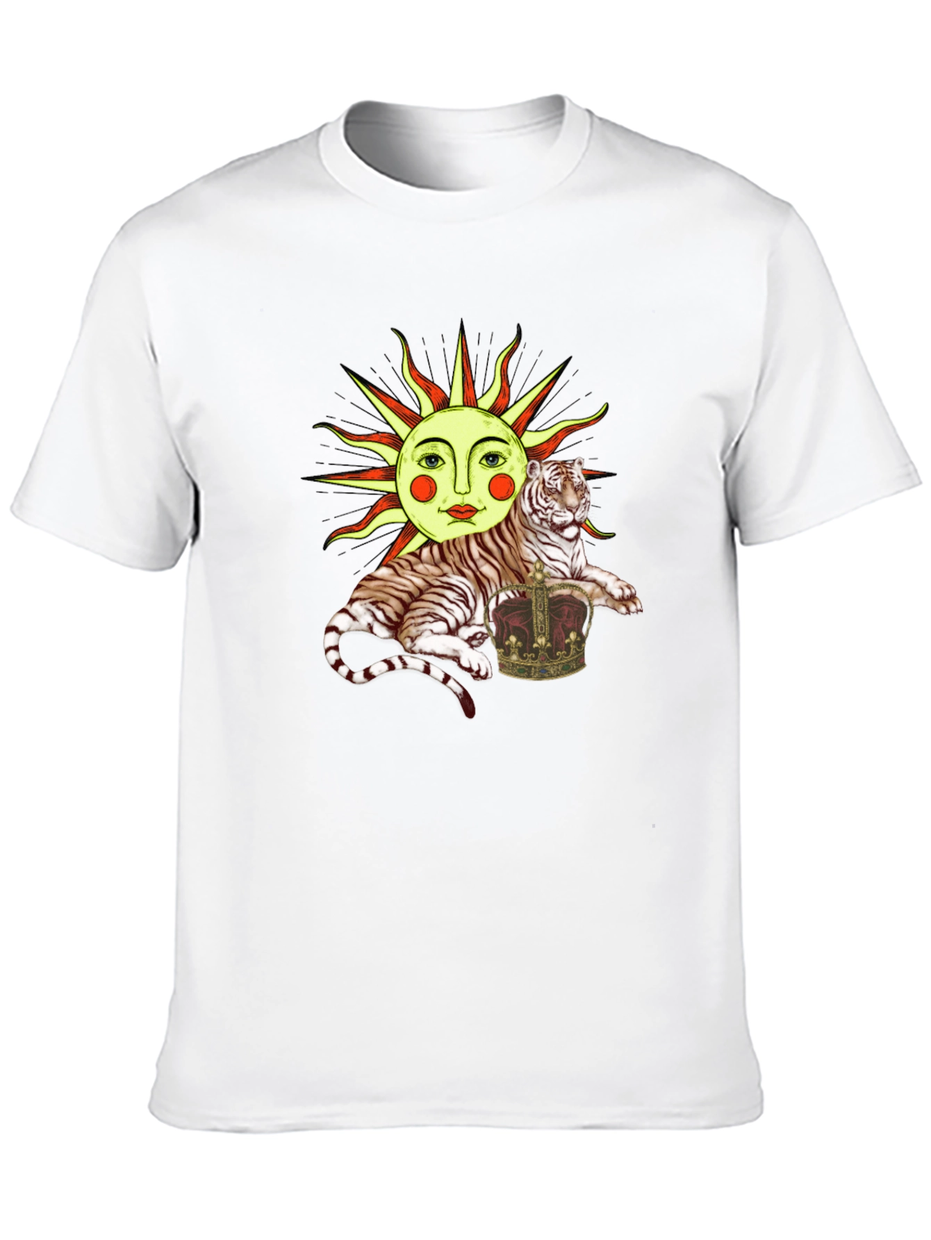 Sun Tiger Crown Graphic Tee - Unique Design