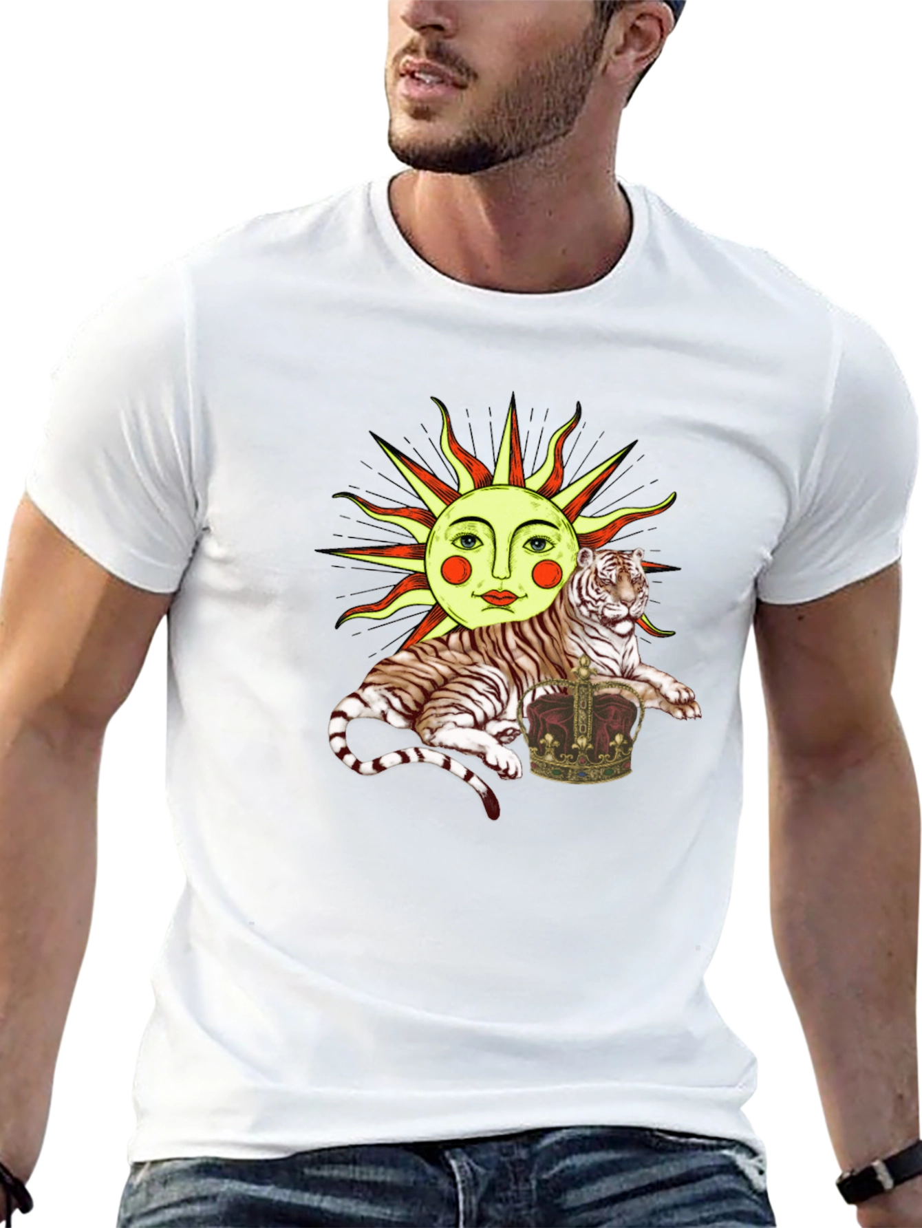 Sun Tiger Crown Graphic Tee - Unique Design