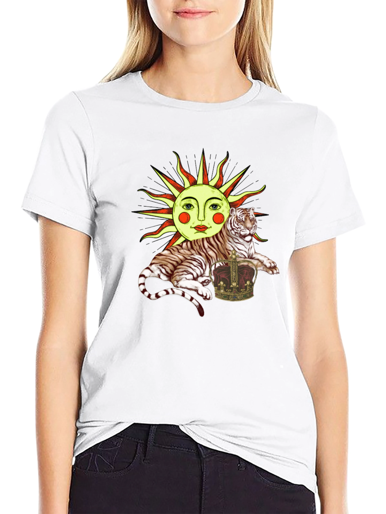 Sun Tiger Crown Graphic Tee - Unique Design