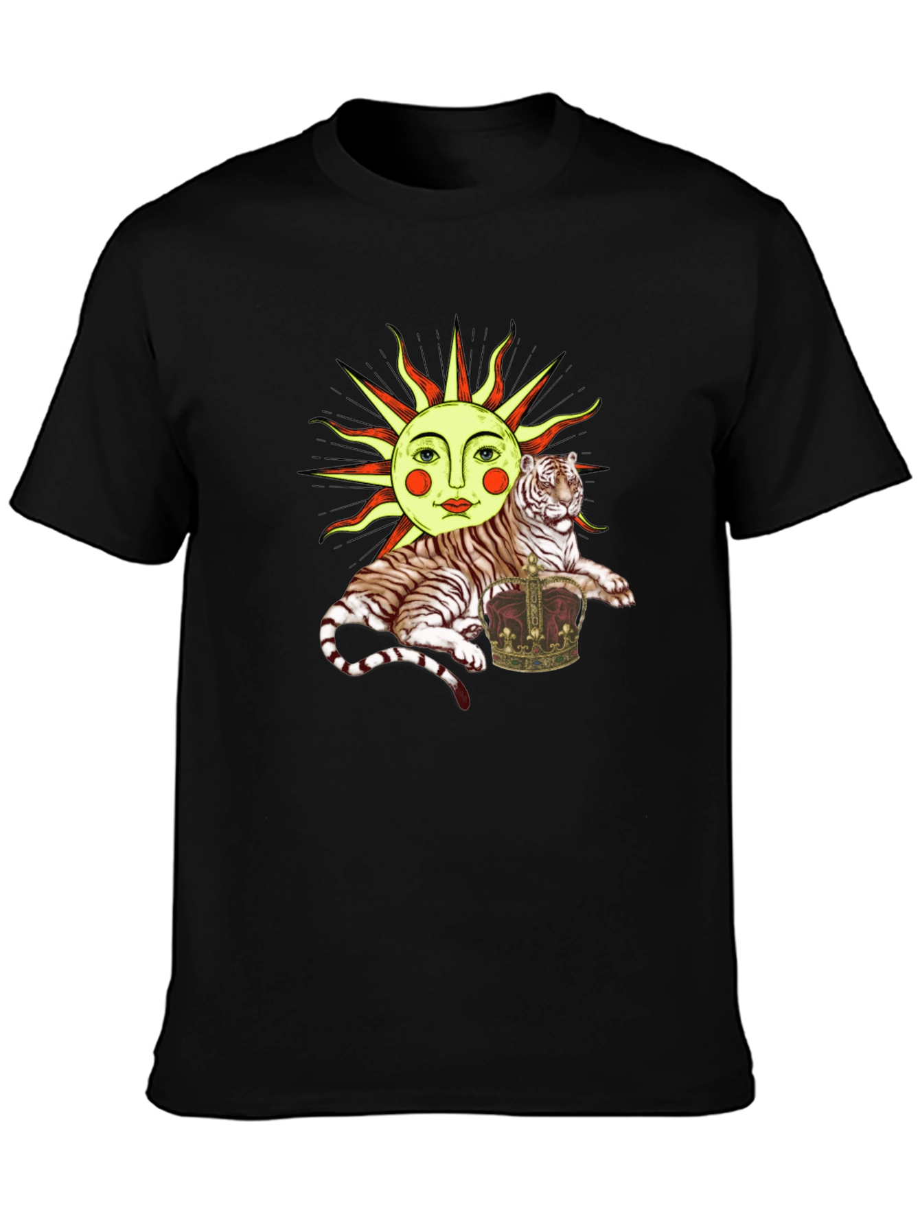 Sun Tiger Crown Graphic Tee - Unique Design
