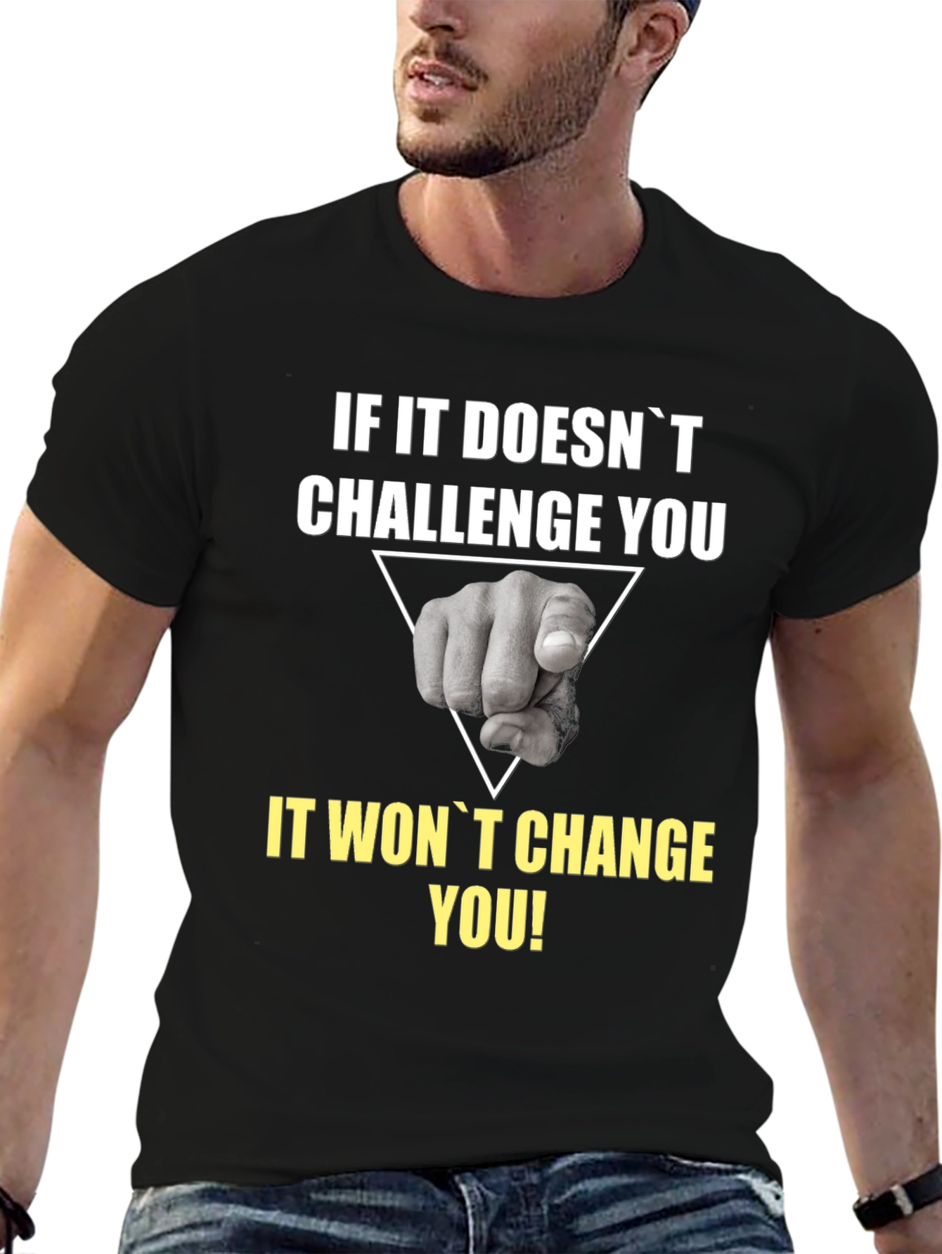 Challenge You Graphic Tee - Motivational Black T-Shirt
