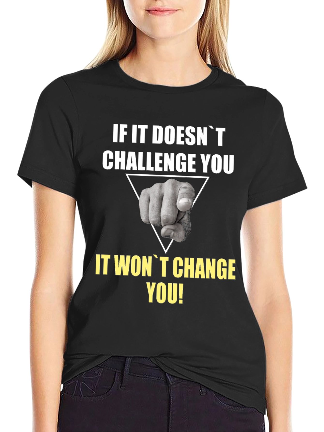 Challenge You Graphic Tee - Motivational Black T-Shirt