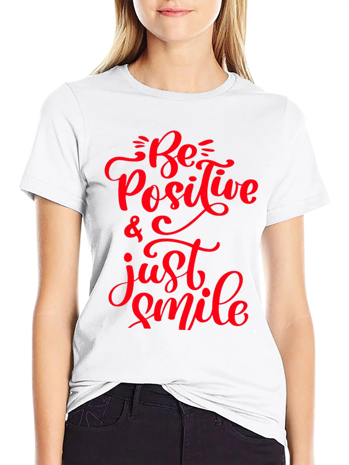 Be Positive & Just Smile Black Tee
