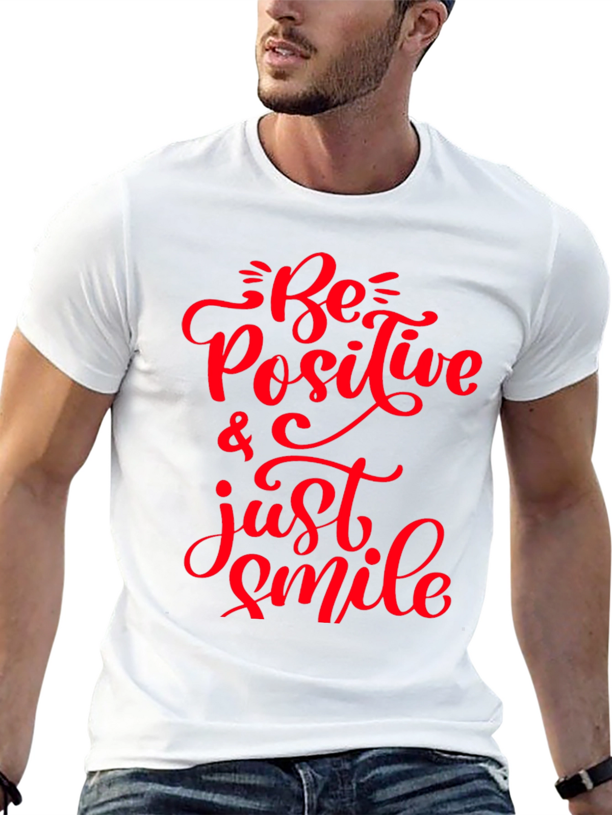 Be Positive & Just Smile Black Tee