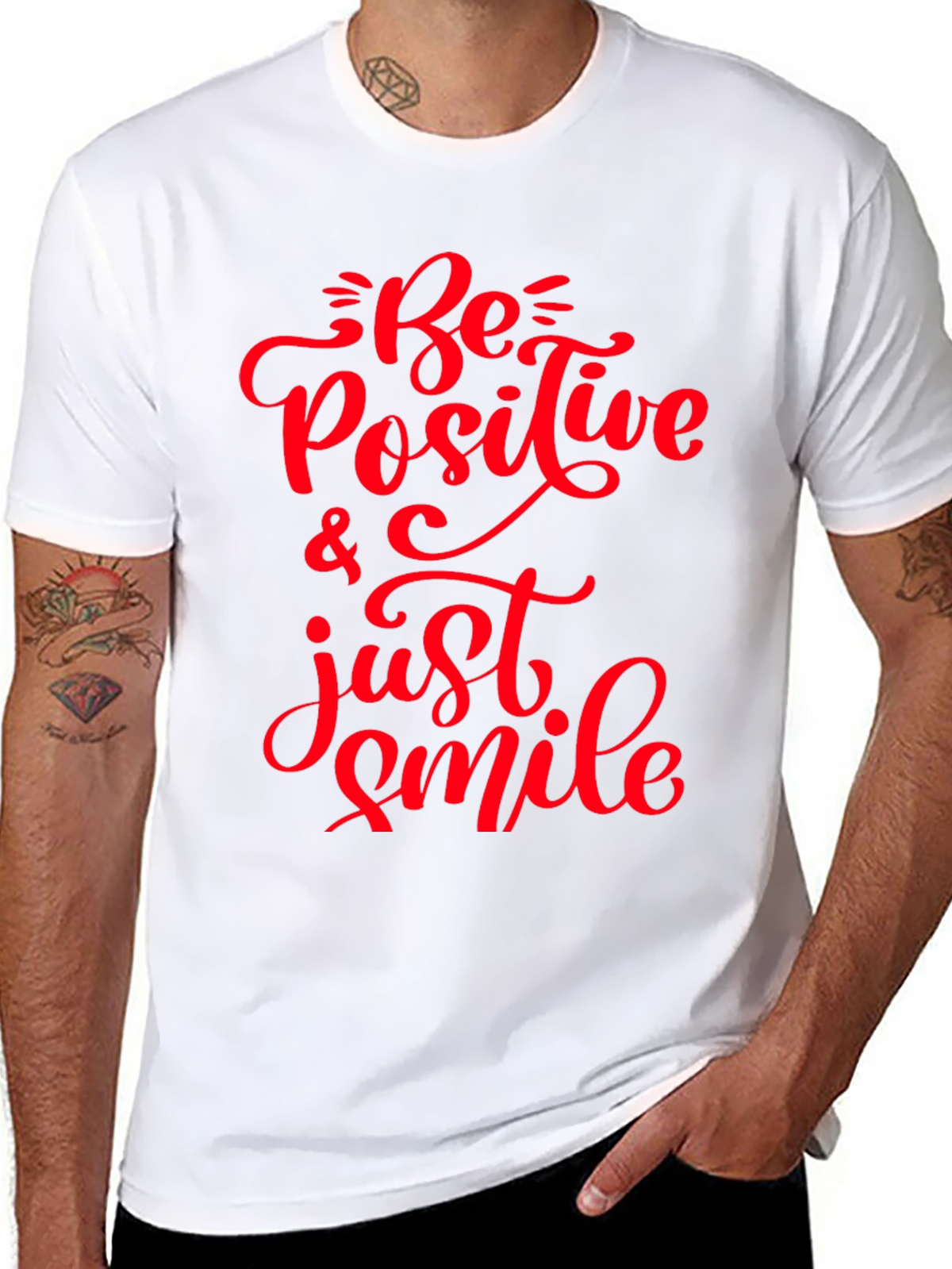 Be Positive & Just Smile Black Tee