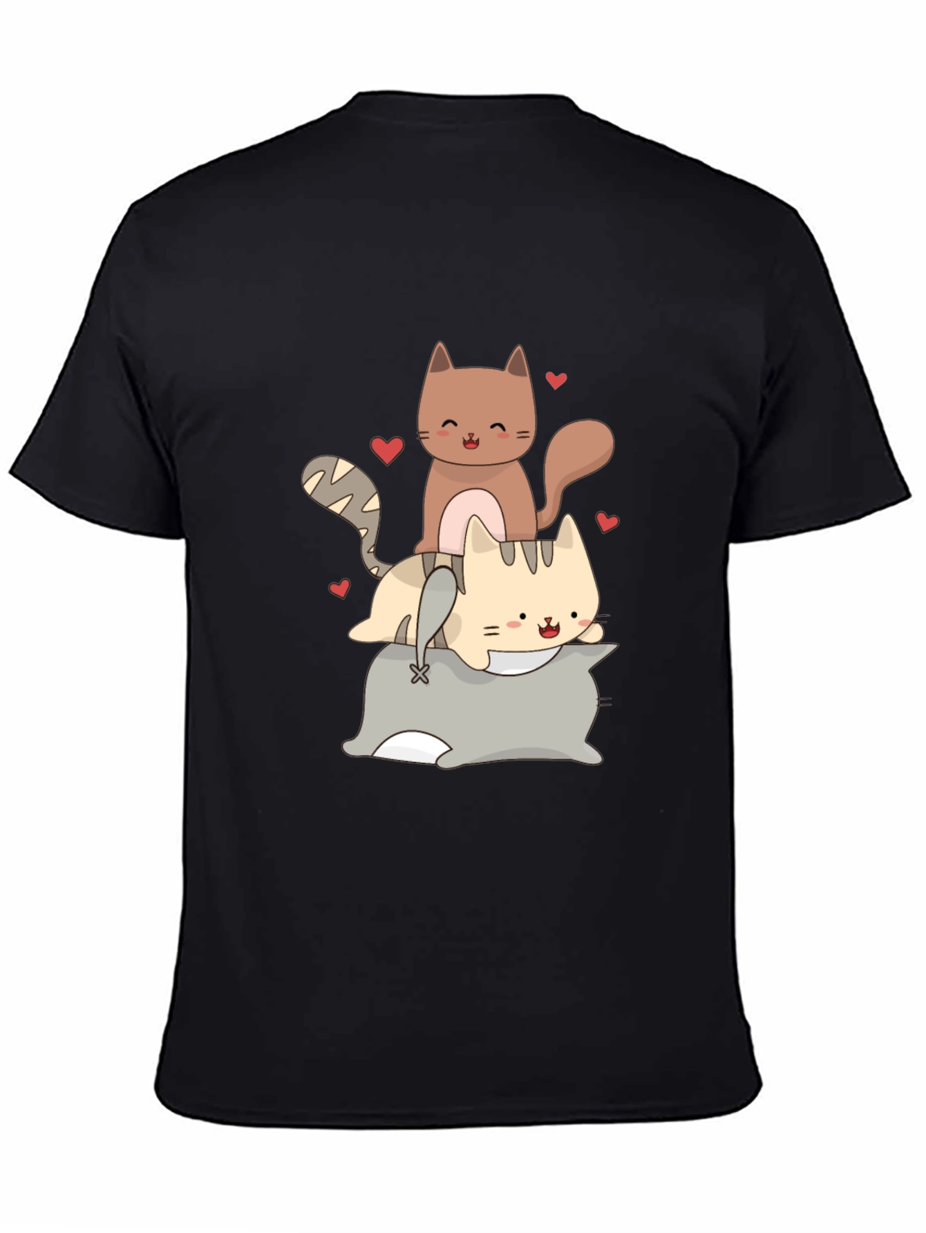Cute Cats Stacked on Pillow Graphic Tee