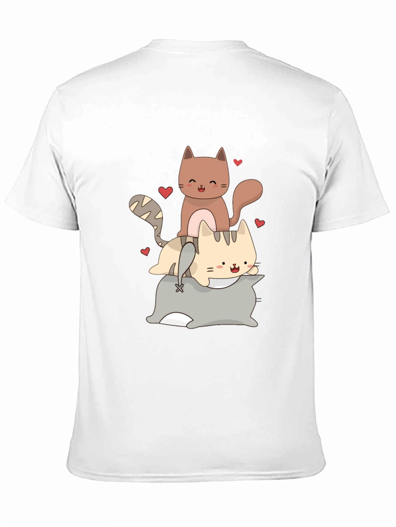 Cute Cats Stacked on Pillow Graphic Tee