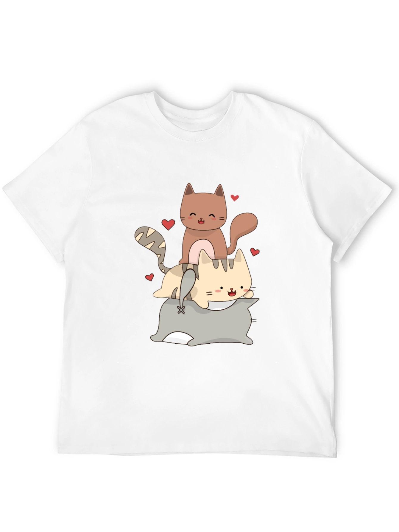 Cute Cats Stacked on Pillow Graphic Tee