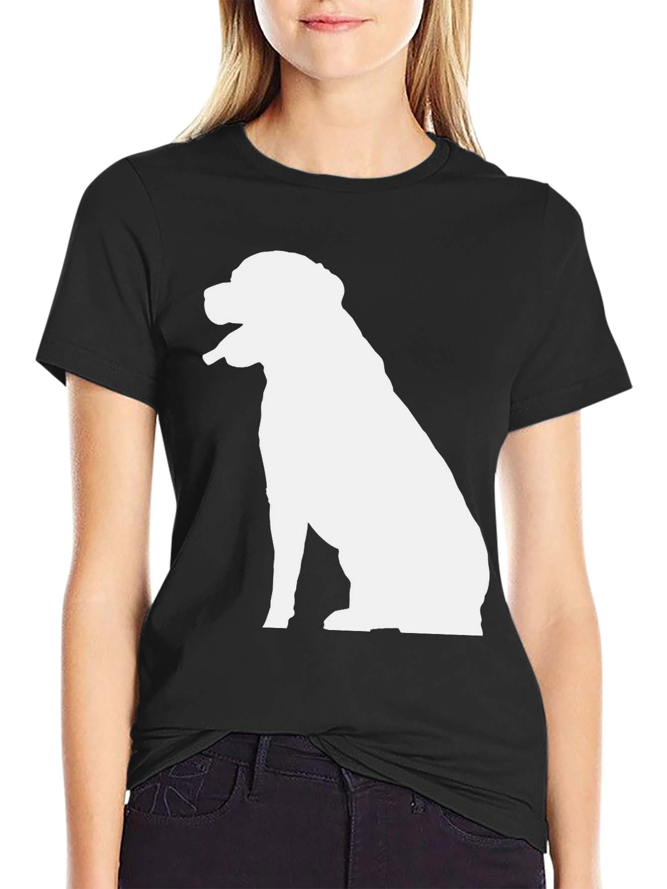 Dog Silhouette Graphic T-Shirt - Black