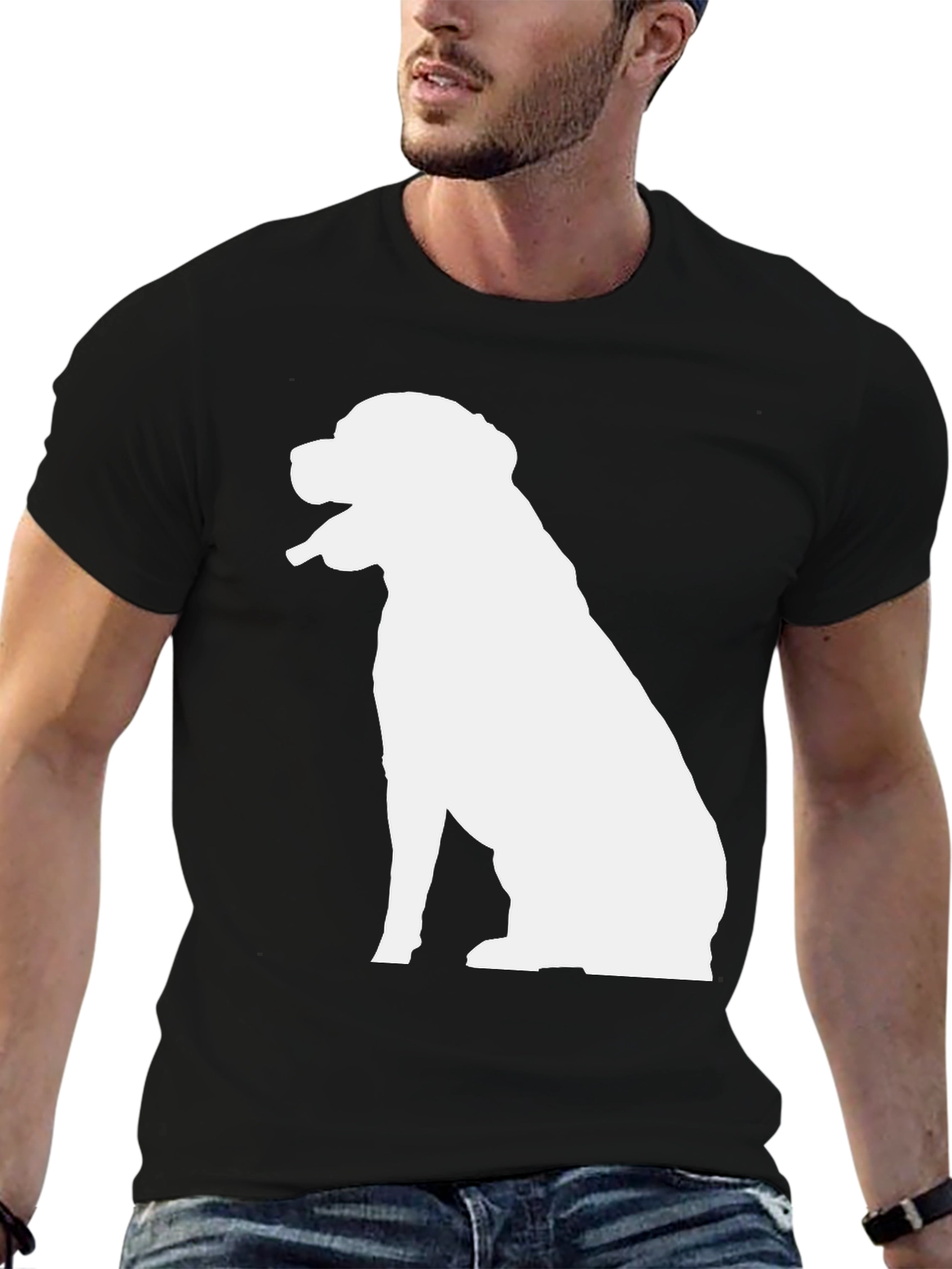 Dog Silhouette Graphic T-Shirt - Black