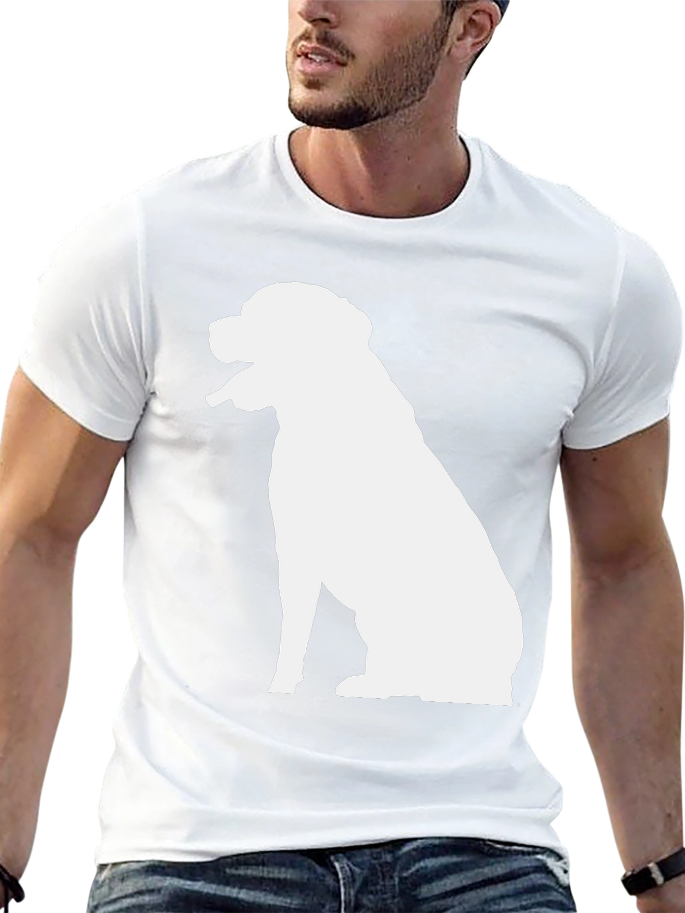 Dog Silhouette Graphic T-Shirt - Black