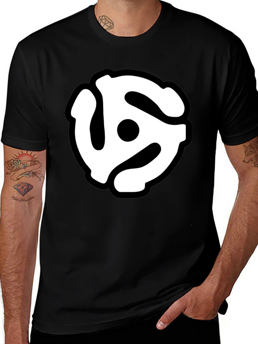 45 RPM Record Adapter T-Shirt - Black Cotton Graphic Tee