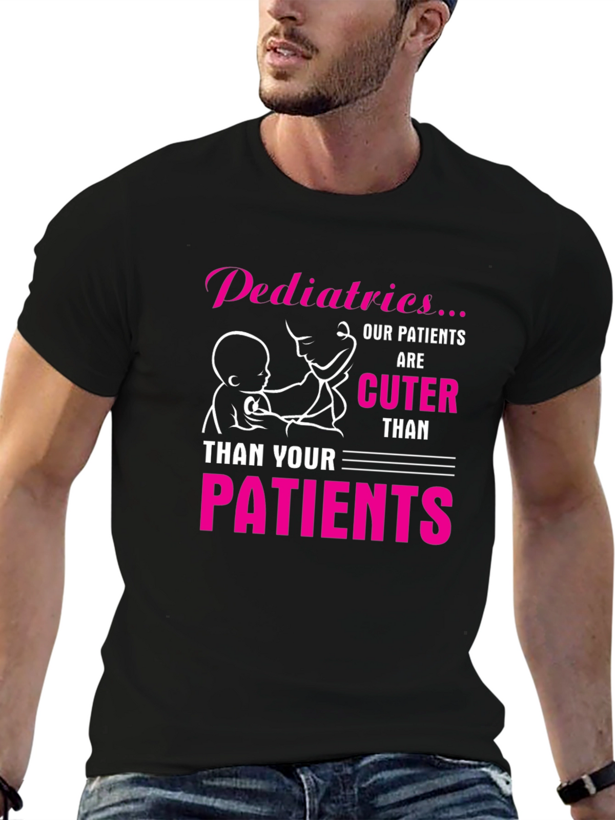 Pediatrics Cuter Than Your Patients Black T-Shirt